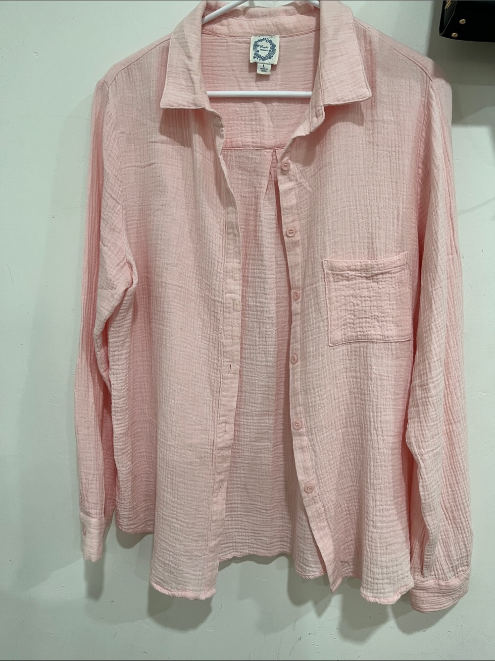 Blue Rain Light Pink Men's Button-Down Gauze Shirt